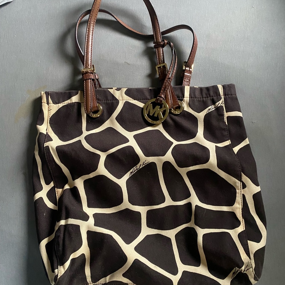 Michael Kors Brown and Cream Giraffe Print Tote